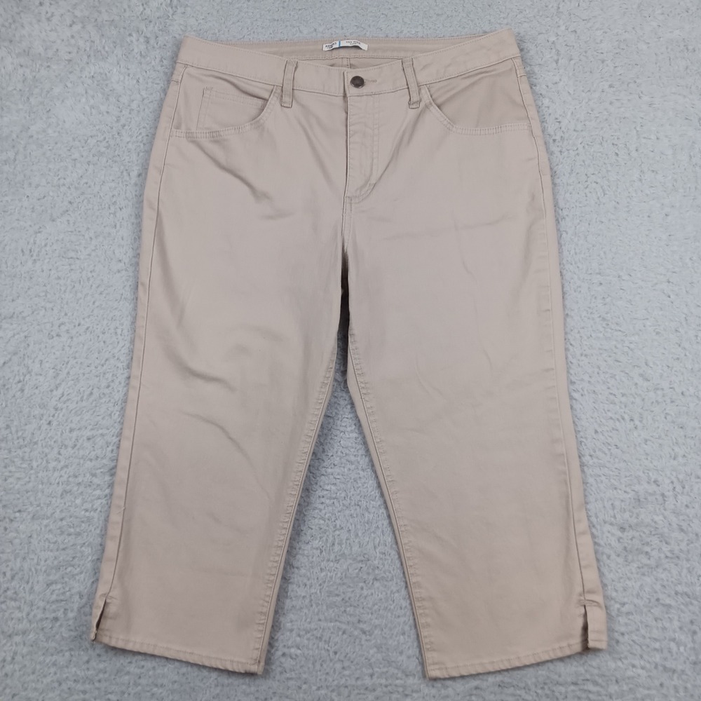 Riders by Lee Capri Pant Mid Rise Women 12M Tan Khaki Stretch 13125S3